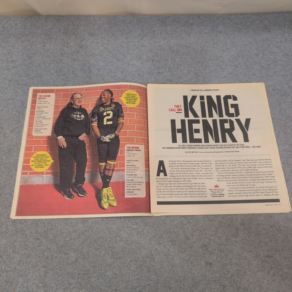 Parade Magazine February 3 2013 Derrick Henry Player of the Year All-America Tea - Picture 2 of 2